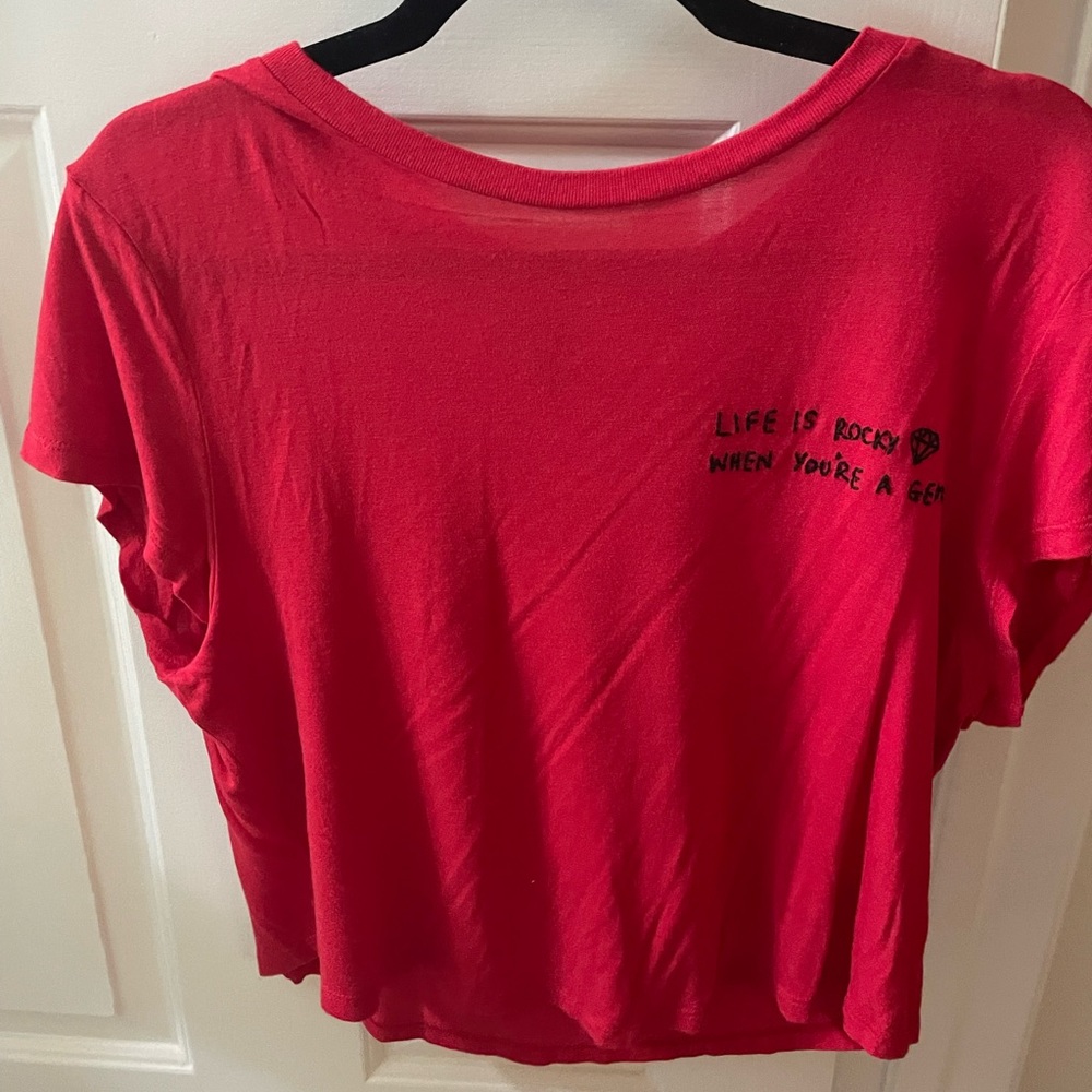 Embroidered letter Crop T